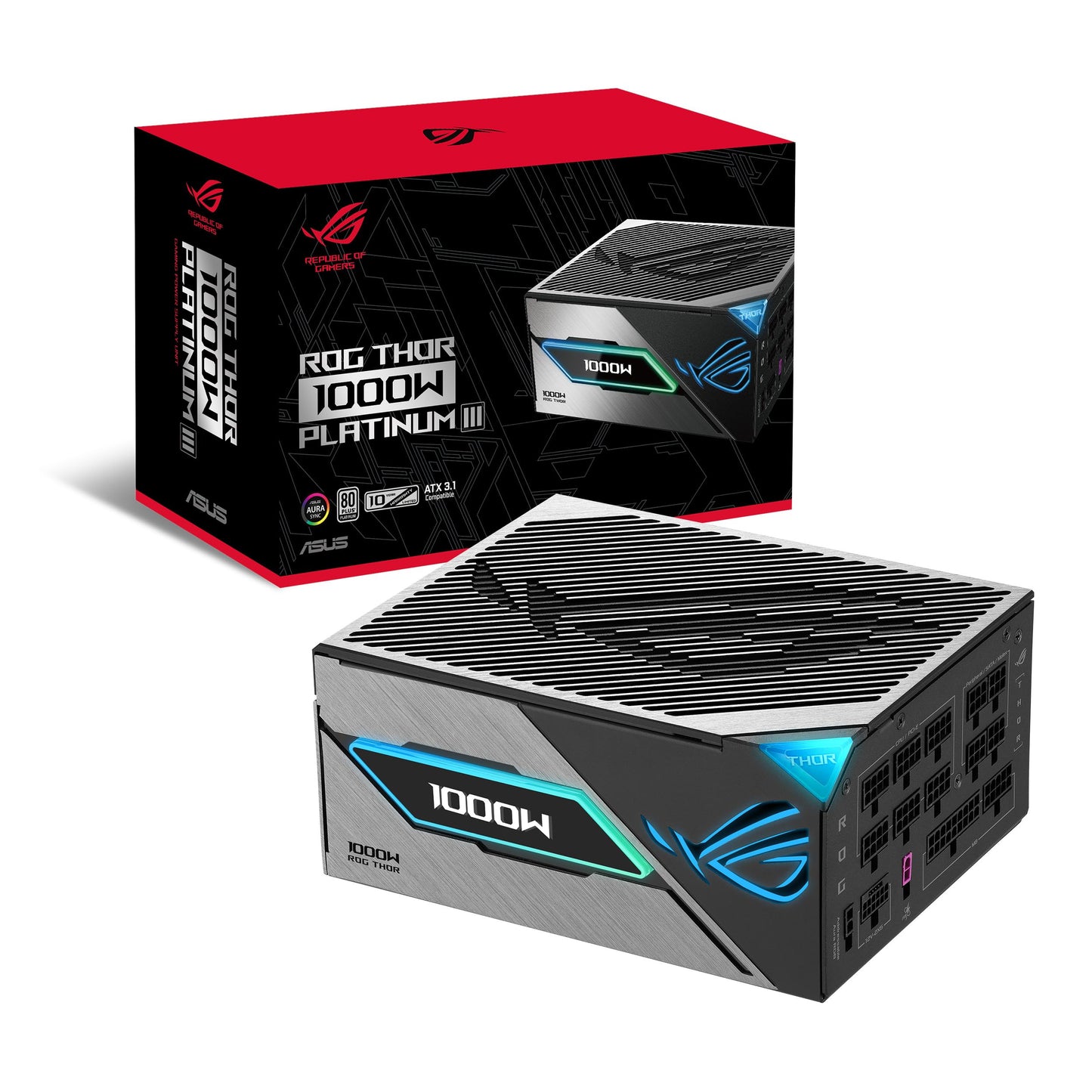 ASUS ROG Thor 1200W Platinum III PSU (80 Plus Platinum Certified, ATX 3.1, GaN MOSFET, GPU-First Intelligent Voltage Stabilizer, Magnetic OLED Display, Turbo Mode, 10-Year Warranty)