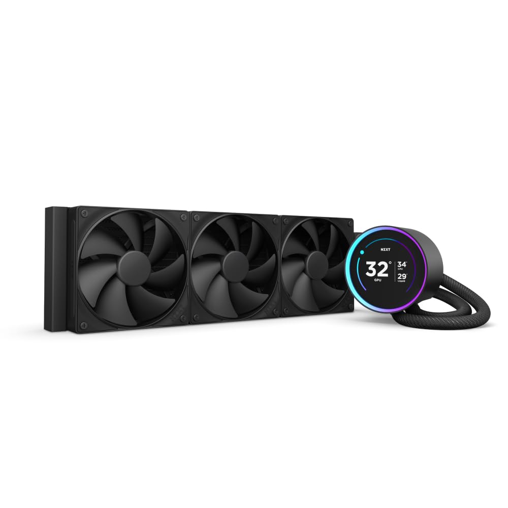 NZXT Kraken Elite 360 RGB 2024 - AIO CPU Liquid Cooler - 360mm Radiator - F360 RGB Core Fan - Customizable 2.72" IPS LCD - NZXT Turbine Pump - AMD® AM5, AM4 - Intel® LGA 1851/1700, 1200/115X - Black