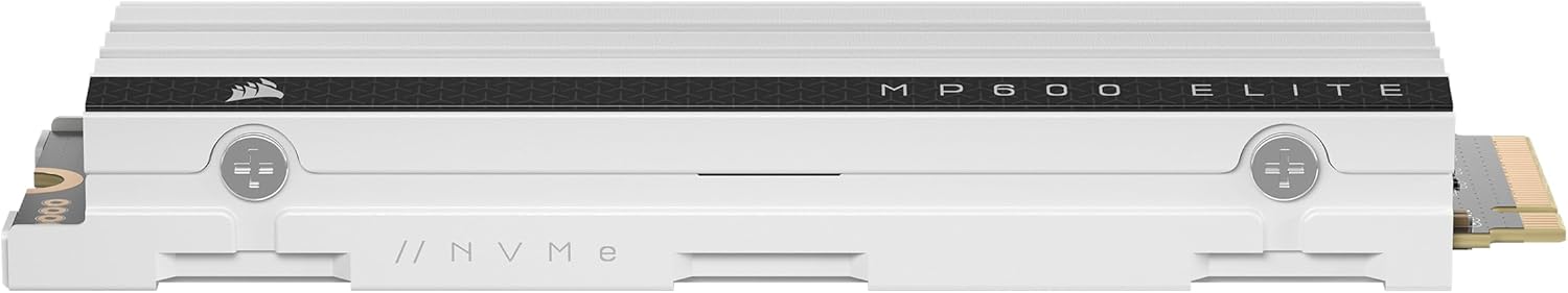 Corsair MP600 Elite 2TB M.2 PCIe Gen4 x4 NVMe SSD – Optimized for PS5 – Included Heatsink – M.2 2280 – Up to 7,000MB/sec Sequential Read – High-Density 3D TLC NAND – White