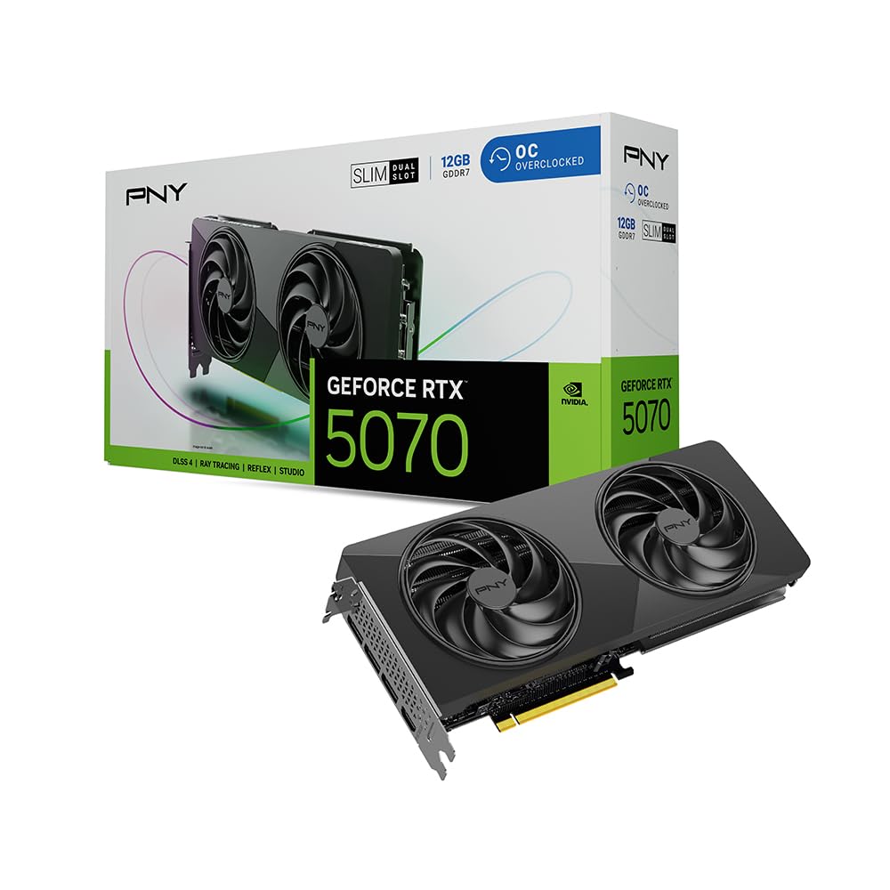 PNY NVIDIA GeForce RTX™ 5070 Epic-X™ ARGB OC Triple Fan, Graphics Card (12GB GDDR7, 192-bit, Boost Speed: 2685 MHz, SFF-Ready, PCIe® 5.0, HDMI®/DP 2.1, 2.4-Slot, Blackwell Architecture, DLSS 4)