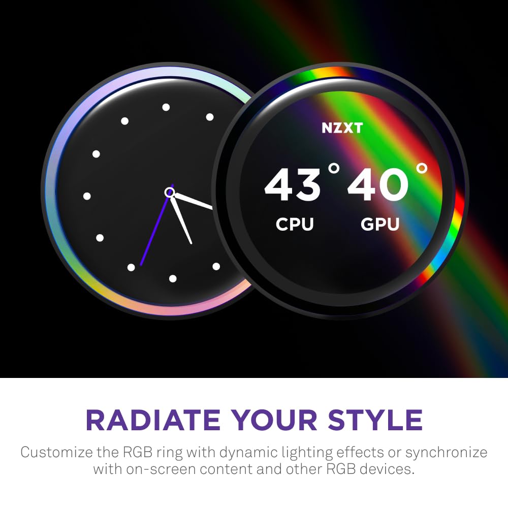 NZXT Kraken Elite 360 RGB 2024 - AIO CPU Liquid Cooler - 360mm Radiator - F360 RGB Core Fan - Customizable 2.72" IPS LCD - NZXT Turbine Pump - AMD® AM5, AM4 - Intel® LGA 1851/1700, 1200/115X - Black