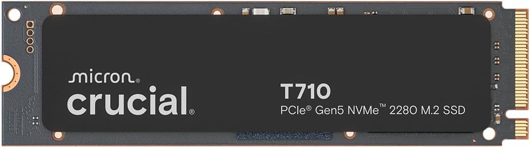 Crucial T710 PCIe Gen5 NVMe 2TB SSD, Up to 14,900 MB/s, Laptop & Desktop Compatible (PC), for Creatives and Hardcore Gamers, Solid State Drive, Includes 1Mo Adobe CC – CT2000T710SSD8-01