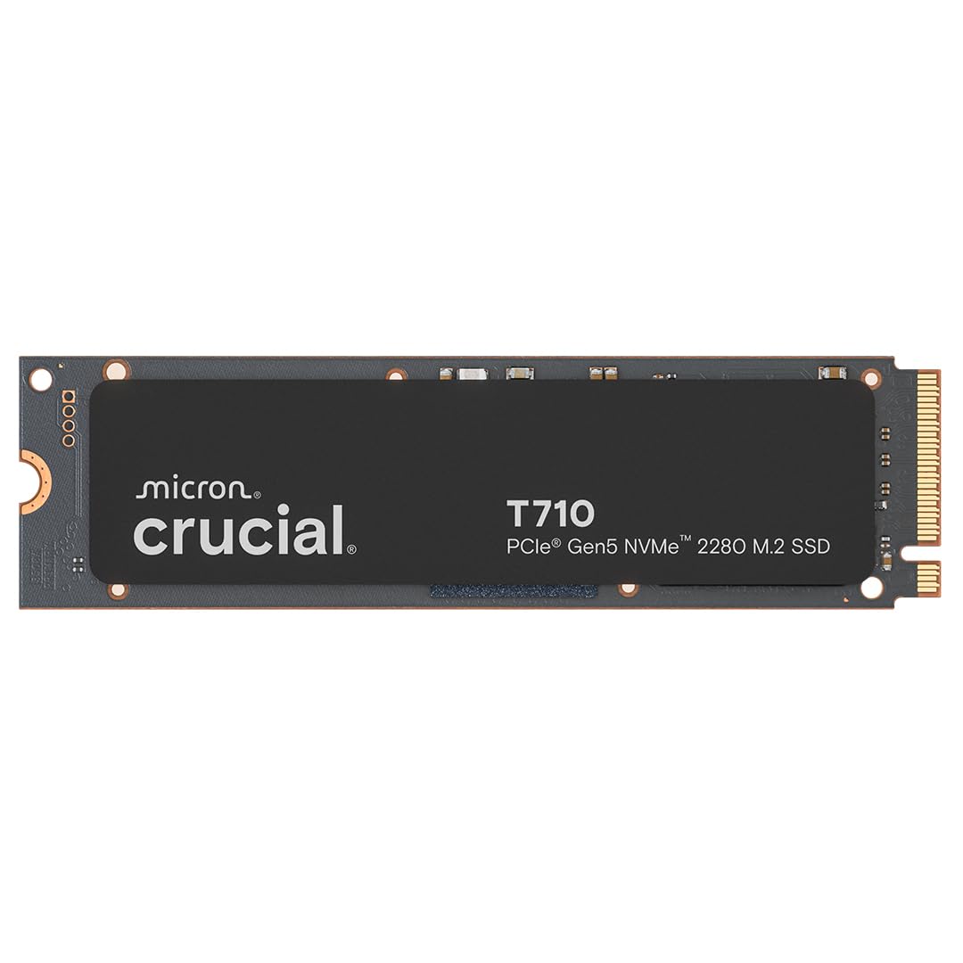 Crucial T710 PCIe Gen5 NVMe 2TB SSD, Up to 14,900 MB/s, Laptop & Desktop Compatible (PC), for Creatives and Hardcore Gamers, Solid State Drive, Includes 1Mo Adobe CC – CT2000T710SSD8-01