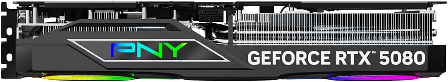 PNY NVIDIA GeForce RTX™ 5080 Epic-X™ ARGB OC Triple Fan, Graphics Card (16GB GDDR7, 256-bit, Boost Speed: 2775 MHz, PCIe® 5.0, HDMI®/DP 2.1, 2.99-Slot, NVIDIA Blackwell Architecture, DLSS 4)