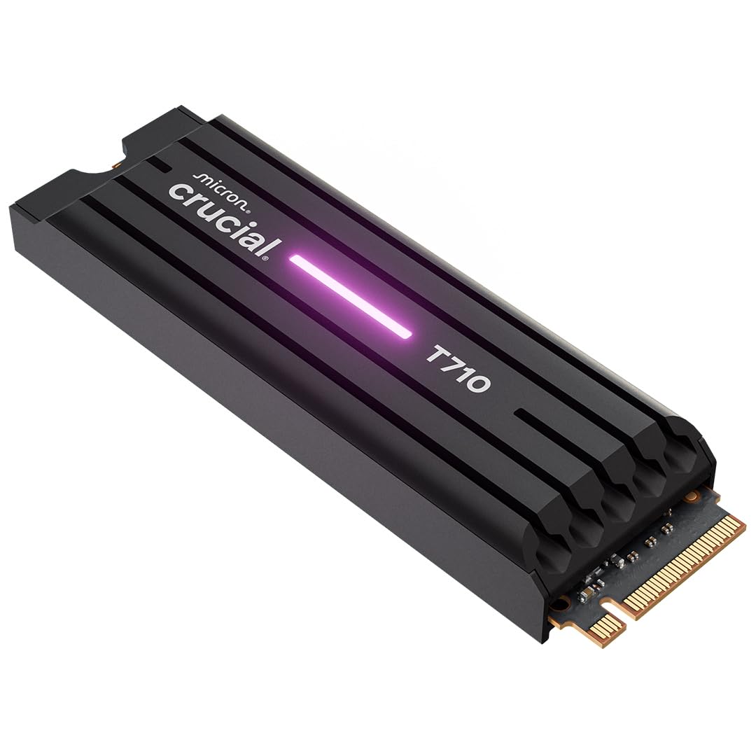 Crucial T710 PCIe Gen5 NVMe 2TB SSD, Up to 14,900 MB/s, Laptop & Desktop Compatible (PC), for Creatives and Hardcore Gamers, Solid State Drive, Includes 1Mo Adobe CC – CT2000T710SSD8-01