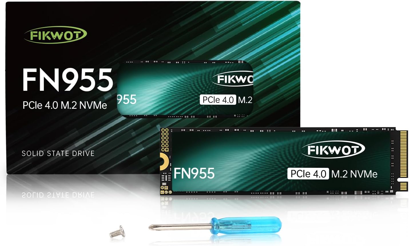 Fikwot FN955 2TB NVMe SSD M.2 2280 PCIe Gen4x4, Up to 7300MB/s, 3D NAND TLC Flash Internal Solid State Drive, Configure SLC Cache, Storage and Memory Expansion for PS5 Laptop Desktop