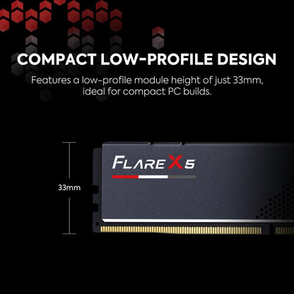 G.SKILL Flare X5 Series DDR5 RAM (AMD Expo & Intel XMP 3.0) 32GB (2x16GB) 6000MT/s CL36-36-36-96 1.35V Desktop Computer Memory U-DIMM - Matte Black (F5-6000J3636F16GX2-FX5)