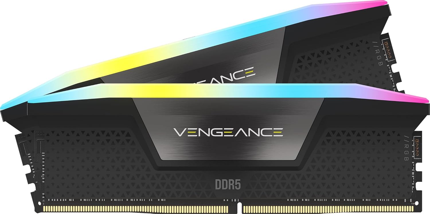 CORSAIR Vengeance RGB DDR5 RAM 16GB (2x8GB) Up to 5200MHz CL40 Intel XMP 3.0 Desktop Computer Memory - Black (CMH16GX5M2B5200C40)