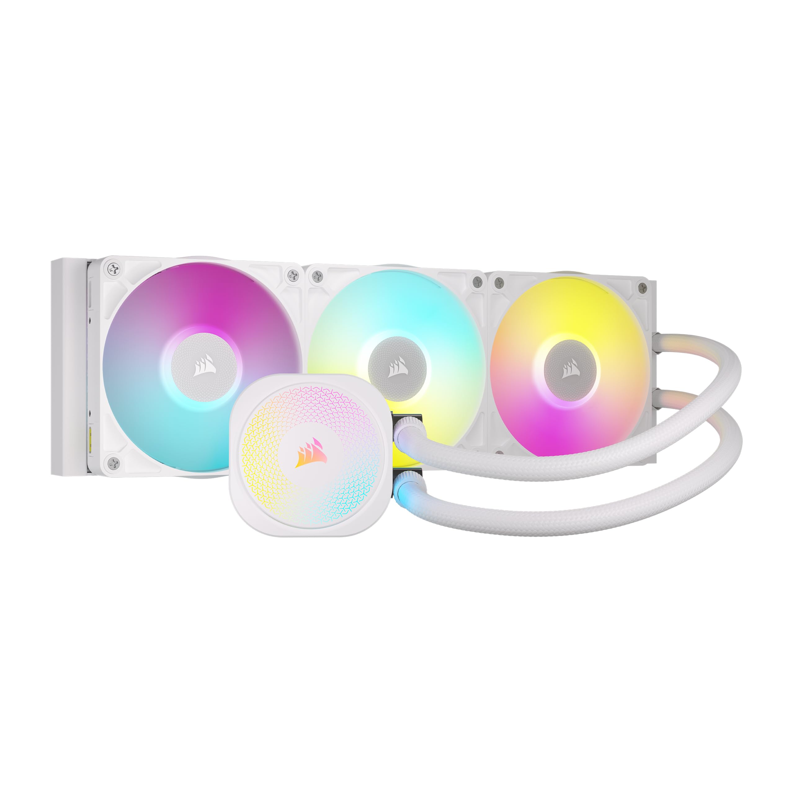 CORSAIR iCUE Link Titan 240 RX RGB Liquid CPU Cooler – 240mm AIO – Low-Noise – FlowDrive Cooling Engine – Intel LGA 1851/1700, AMD AM5/AM4 – 2X RX120 RGB Fans – iCUE Link System Hub Included – White