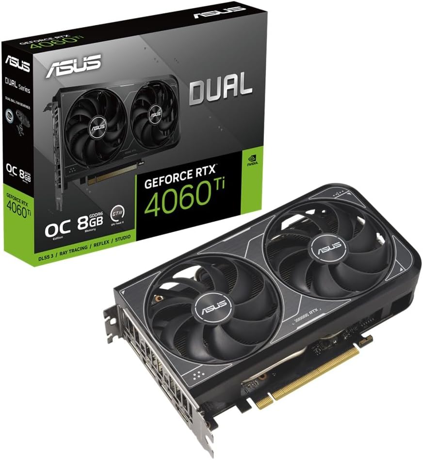 ASUS Dual GeForce RTX 4060 Ti V2 OC Edition 8GB GDDR6 SFF Compatible with Axial-tech Fan/DUAL-RTX4060TI-O8G-V2 (Renewed)