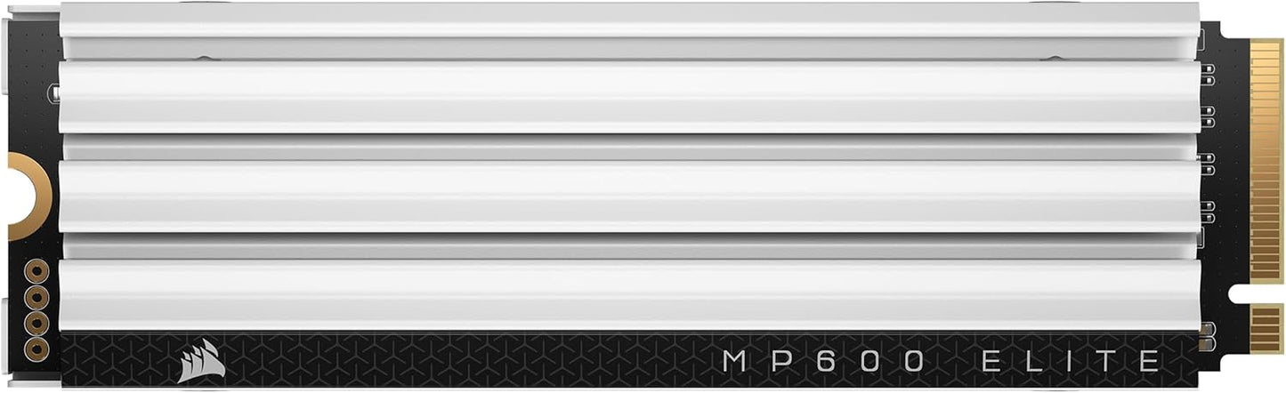 Corsair MP600 Elite 2TB M.2 PCIe Gen4 x4 NVMe SSD – Optimized for PS5 – Included Heatsink – M.2 2280 – Up to 7,000MB/sec Sequential Read – High-Density 3D TLC NAND – White
