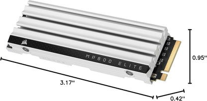 Corsair MP600 Elite 2TB M.2 PCIe Gen4 x4 NVMe SSD – Optimized for PS5 – Included Heatsink – M.2 2280 – Up to 7,000MB/sec Sequential Read – High-Density 3D TLC NAND – White