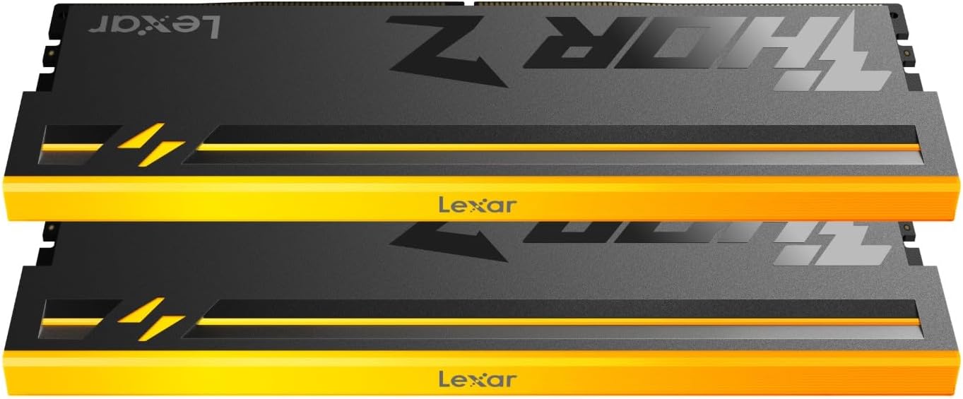 Lexar Thor Z Series RGB DDR5 RAM 32GB Kit (2x16GB) 6000 MHz, DRAM 288-Pin UDIMM Support Intel XMP 3.0 & AMD EXPO, On-die ECC, PMIC, 1.35V, High-Performance PC Computer Memory for Gaming, AI