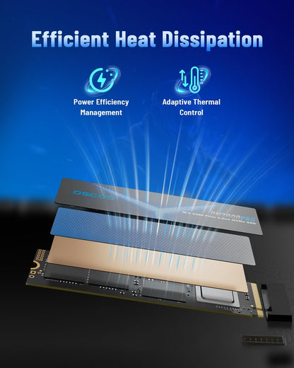 1TB NVMe Gen 5.0 SSD, Up 13,000MB/s,3D TLC NAND, DRAM Cache, Graphene Heatsink, M.2 NVMe PCIe 2280 Gen5x4 SSD for AI Applications, Gaming, PS5, Laptop, PC, Heavy-Duty Workstations