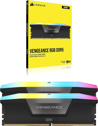CORSAIR VENGEANCE RGB DDR5 RAM 32GB (2x16GB) 6400MHz CL36-48-48-104 1.35V Intel XMP 3.0 Desktop Computer Memory - Black (CMH32GX5M2B6400C36)