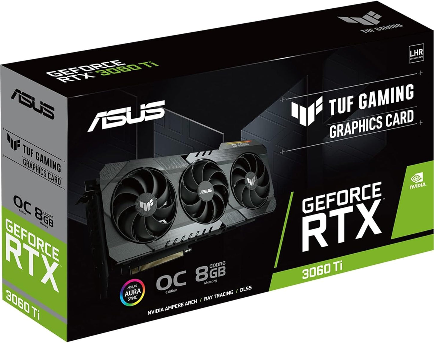 ASUS TUF Gaming NVIDIA GeForce RTX 3060 Ti V2 OC Edition Graphics Card (PCIe 4.0, 8GB GDDR6, LHR, HDMI 2.1, DisplayPort 1.4a, Dual Ball Fan Bearings, Military-Grade Certification, GPU Tweak II)