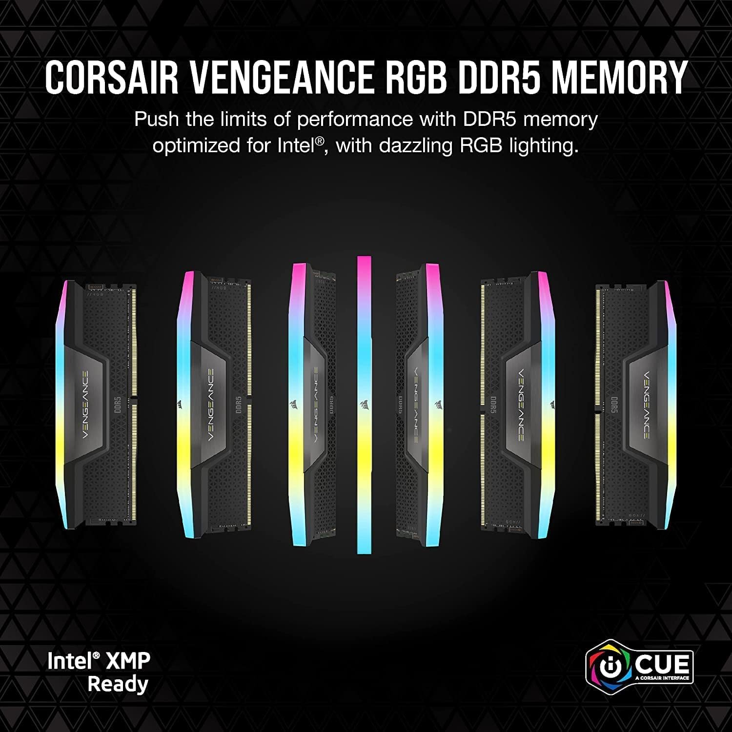CORSAIR Vengeance RGB DDR5 RAM 32GB (2x16GB) Up to 6000MHz CL36-44-44-96 1.35V Intel XMP 3.0 Computer Memory – Black (CMH32GX5M2E6000C36)
