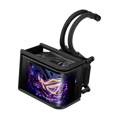 ASUS ROG RYUO IV SLC 360 ARGB All-in-one CPU Liquid Cooler with Shortened tubing maximizes a Clean Aesthetic, Curved 6.67-inch AMOLED Display Supports 3D-Effect Video or Customized System Information