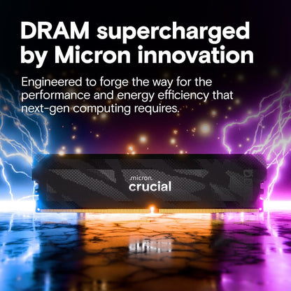 Crucial Pro DDR5 RAM 32GB Kit (2x16GB), 6400MHz CL32, Overclocking Desktop Gaming Memory, Intel XMP 3.0 & AMD Expo Compatible, Black - CP2K16G64C32U5B