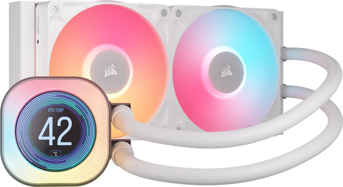 CORSAIR Titan 360 RX LCD Liquid CPU Cooler, 360mm AIO, Low-Noise FlowDrive Cooling Engine, Intel LGA 1851/1700 & AMD AM5/AM4, 3X RX120 RGB Fans, System Hub Included, Black