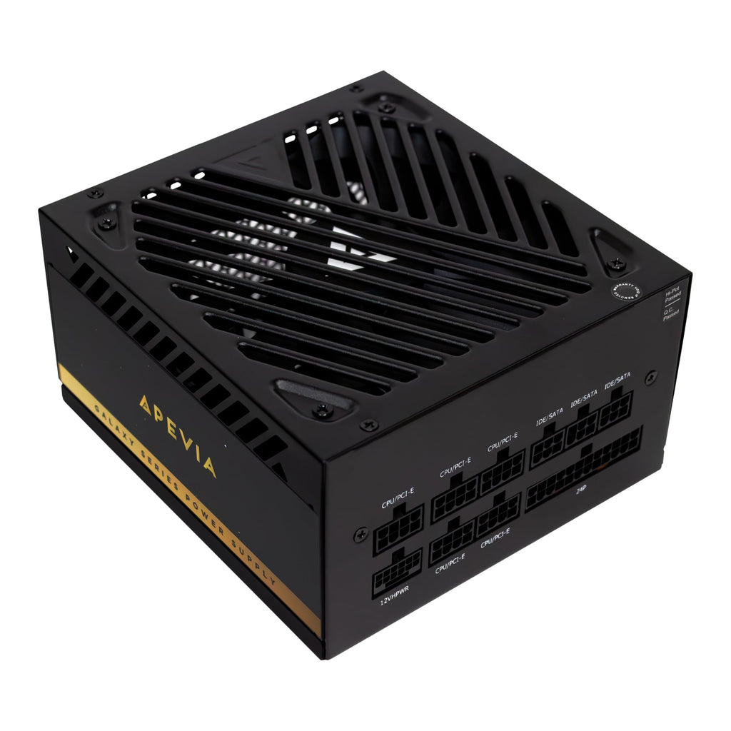 Apevia Galaxy 1000W 80+ Gold ATX 3.1 Fully Modular Gaming PSU, PCIe 5.1 600W 12VHPWR, Japanese Caps, Silent 135mm FDB Fan, High-Wattage Power Supply for RTX 5070/5080/5090/40 Series & Dual GPU Builds