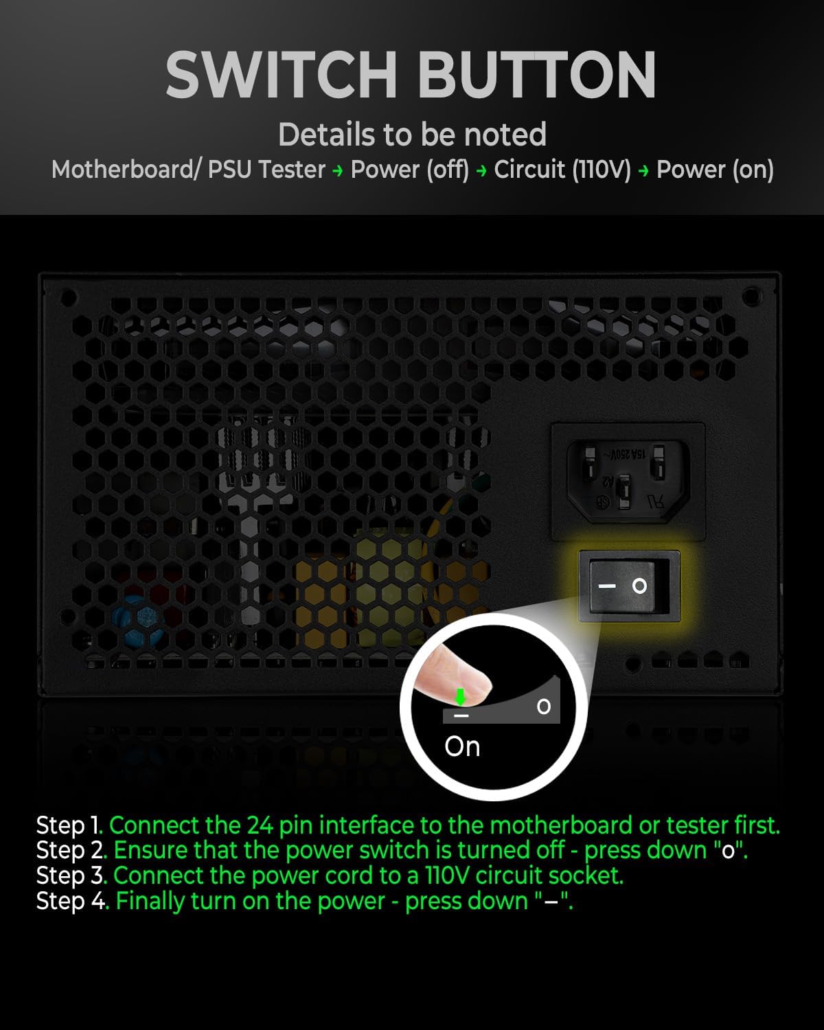 1000W Power Supply Gaming PSU 80 Plus Gold Standard ATX Non Modular Computer Power with 120mm FDB Bearing Fan 24 Pin Cable for Desktop PC