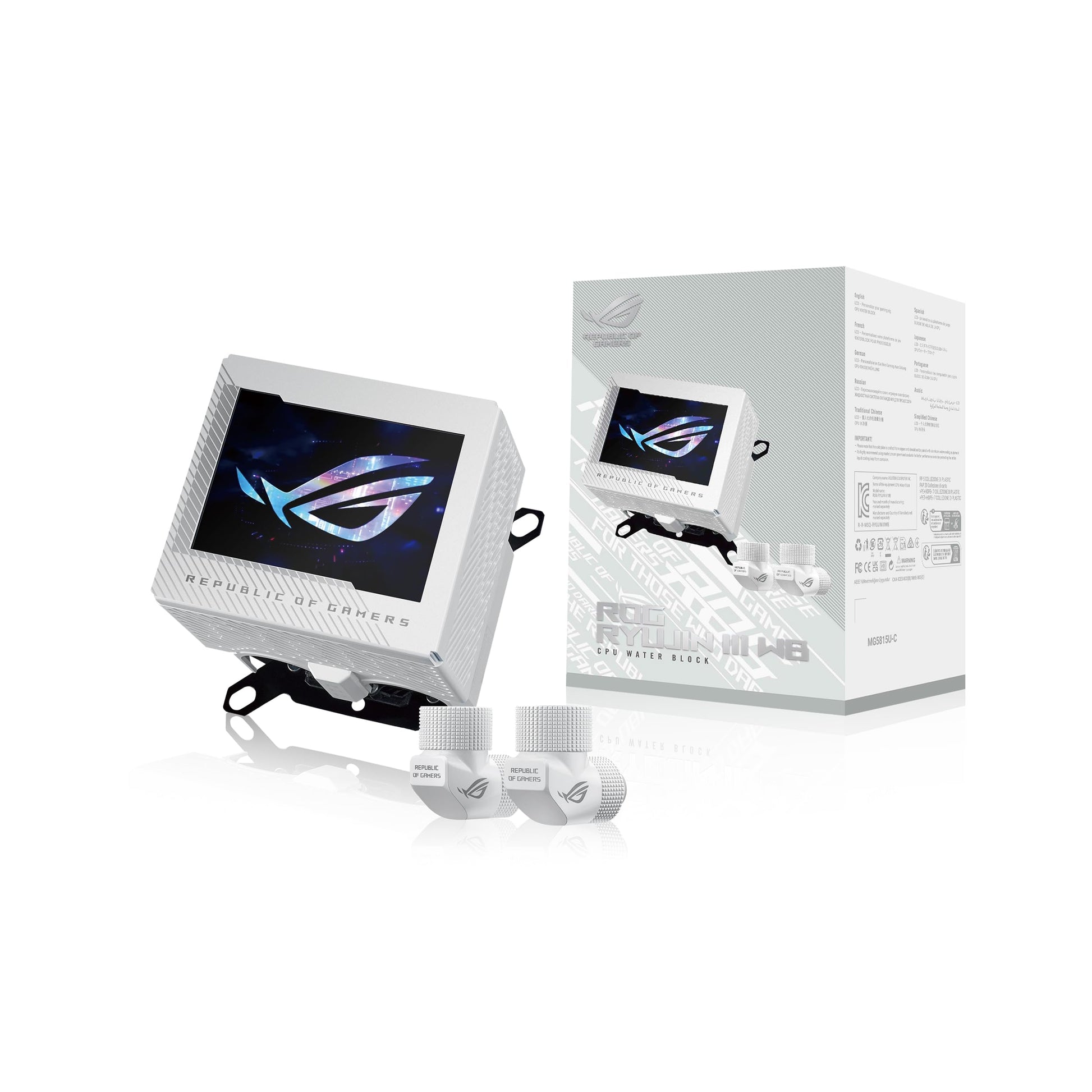 ASUS ROG RYUJIN III 360 ARGB EXTREME all-in-one AIO CPU liquid cooler, AMD Ryzen 9000 & Intel® Core™ Ultra Ready, Asetek Gen8 V2 pump; high airflow static pressure magnetic fans; customizable 3.5" LCD