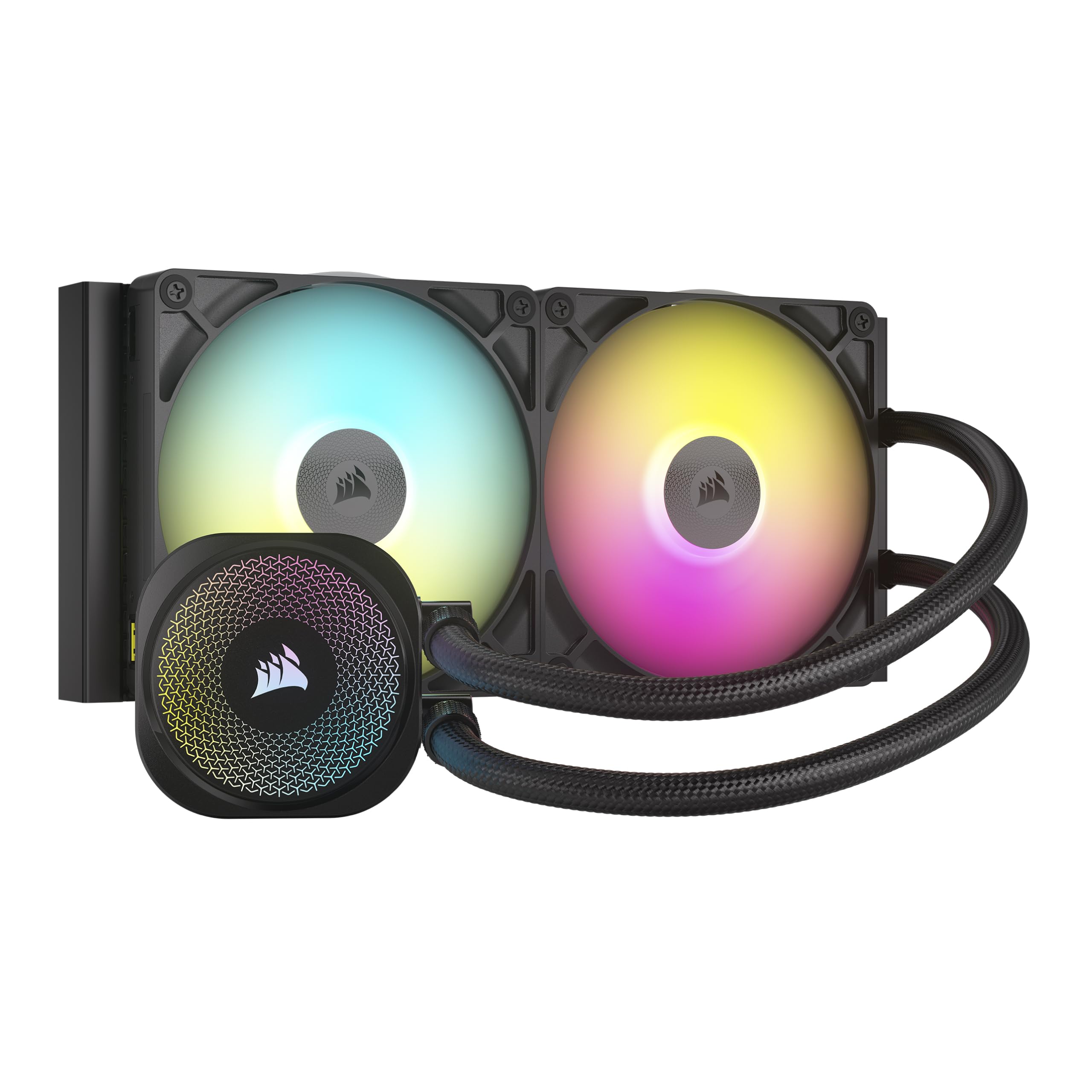 CORSAIR iCUE Link Titan 240 RX RGB Liquid CPU Cooler – 240mm AIO – Low-Noise – FlowDrive Cooling Engine – Intel LGA 1851/1700, AMD AM5/AM4 – 2X RX120 RGB Fans – iCUE Link System Hub Included – White