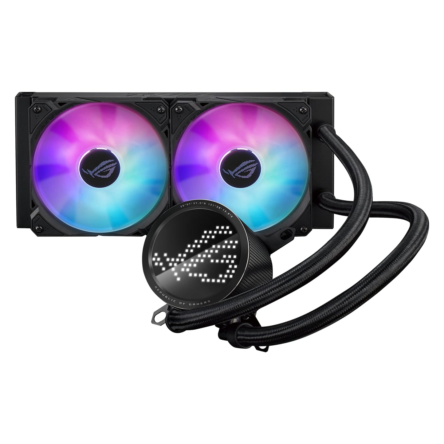 ASUS ROG RYUO IV SLC 360 ARGB All-in-one CPU Liquid Cooler with Shortened tubing maximizes a Clean Aesthetic, Curved 6.67-inch AMOLED Display Supports 3D-Effect Video or Customized System Information