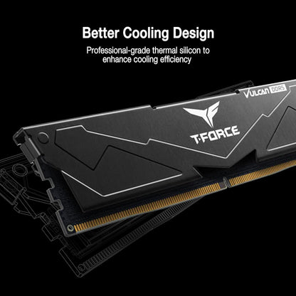 TEAMGROUP T-Force Vulcan DDR5 32GB (2x16GB) 6000MHz (PC5-48000) CL38 Desktop Memory Module Ram (Black) for Chipset 600 700 Series XMP 3.0 Ready - FLBD532G6000HC38ADC01