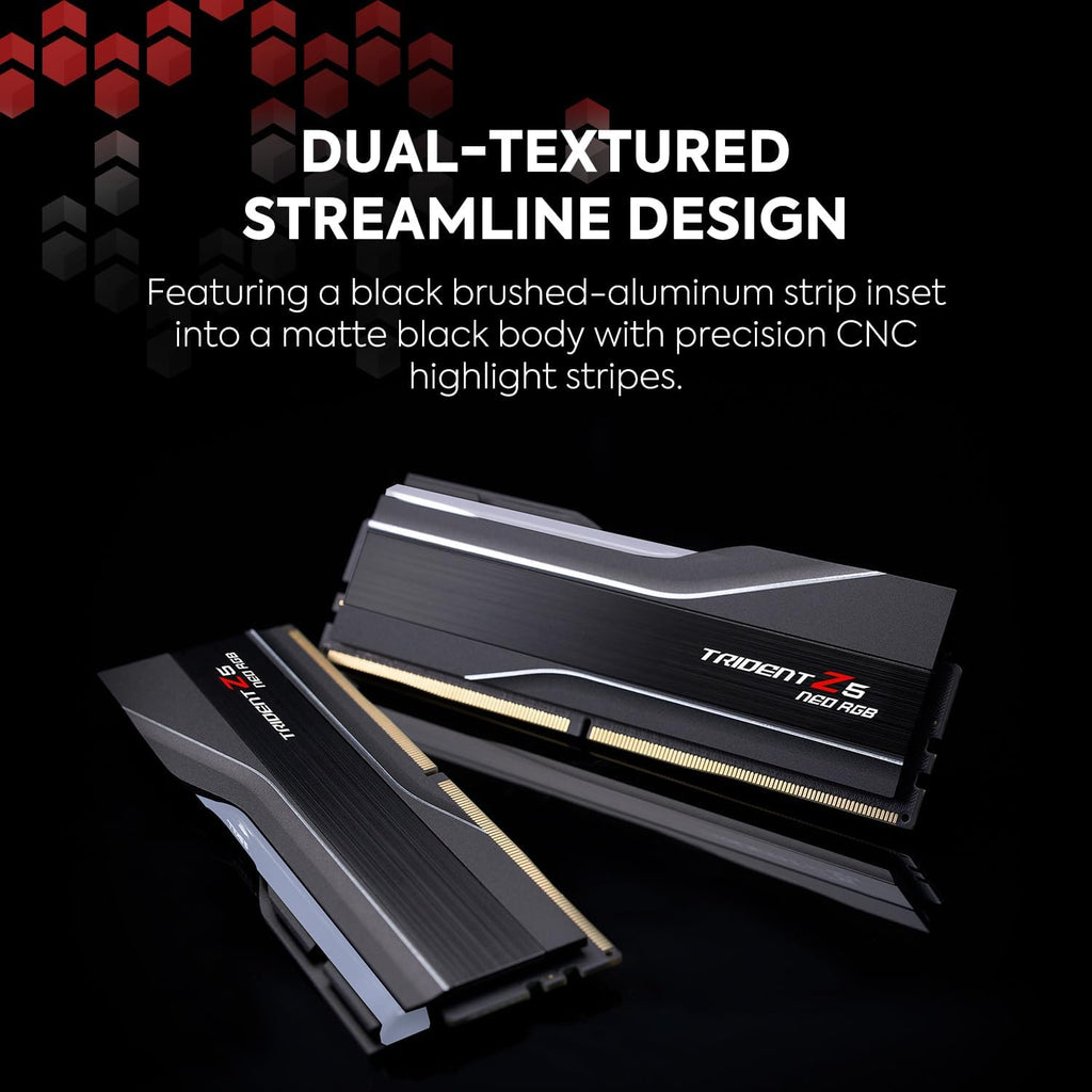 G.SKILL Trident Z5 Neo RGB Series DDR5 RAM (AMD Expo) 32GB (2x16GB) 6000MT/s CL30-38-38-96 1.35V Desktop Computer Memory U-DIMM - Matte Black (F5-6000J3038F16GX2-TZ5NR)