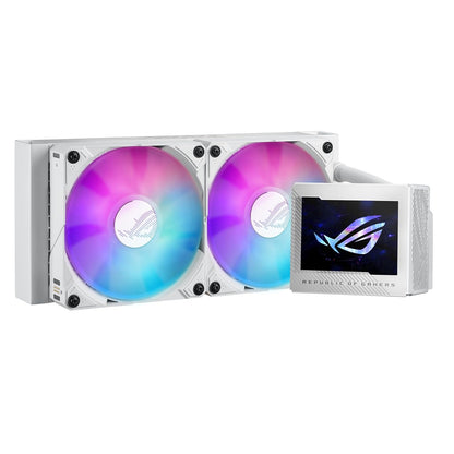 ASUS ROG Ryujin III 240 ARGB WHT All-in-one Liquid CPU Cooler with 240mm Radiator. Asetek 8th gen Pump, 2X Magnetic 120mm ARGB Fans (Daisy Chain Design), 3.5” LCD Display.,White