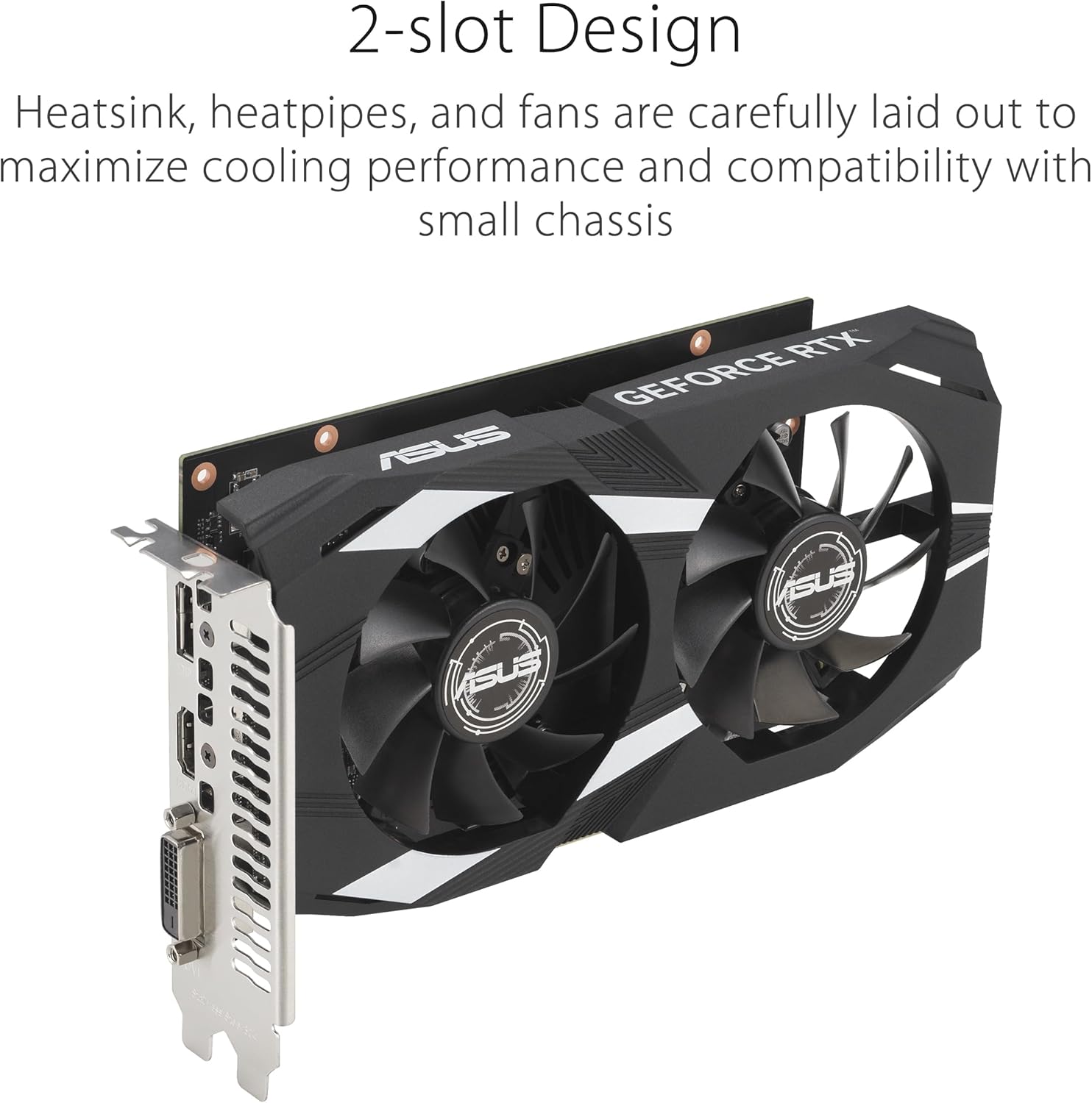 ASUS Dual NVIDIA GeForce RTX 3050 6GB OC Edition Gaming Graphics Card - PCIe 4.0, 6GB GDDR6 Memory, HDMI 2.1, DisplayPort 1.4a, 2-Slot Design, Axial-tech Fan Design, 0dB Technology, Steel Bracket