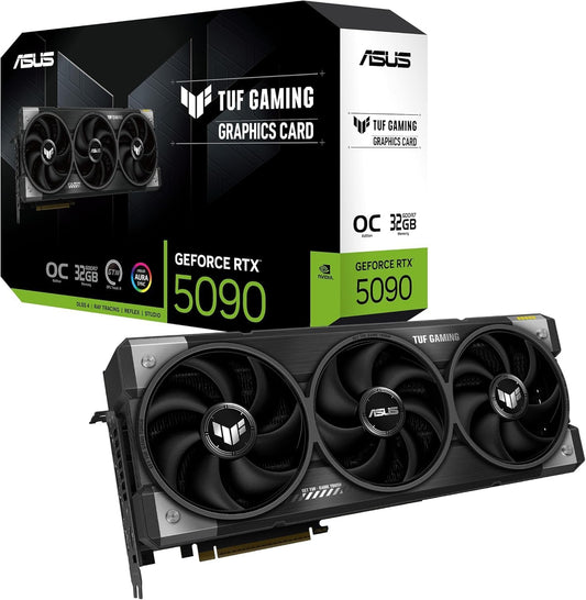 ASUS TUF Gaming GeForce RTX 5090 OC Edition 32GB GDDR7 Gaming Graphics Card (Nvidia GeForce RTX5090, 3.6 Slot Design, PCIe 5.0, 2X HDMI 2.1b, 3X DisplayPort 2.1a, TUF-RTX5090-O32G-GAMING)