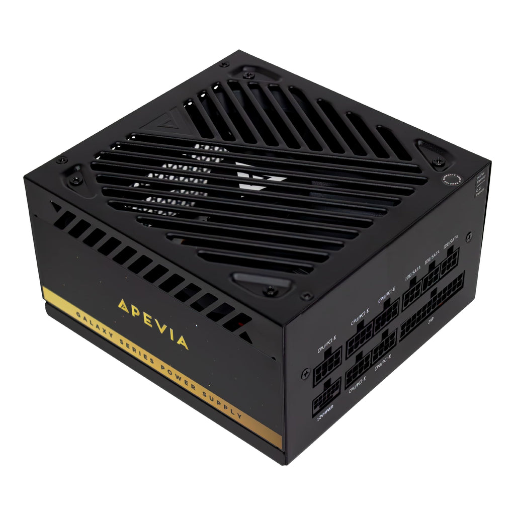 Apevia Galaxy 1000W 80+ Gold ATX 3.1 Fully Modular Gaming PSU, PCIe 5.1 600W 12VHPWR, Japanese Caps, Silent 135mm FDB Fan, High-Wattage Power Supply for RTX 5070/5080/5090/40 Series & Dual GPU Builds