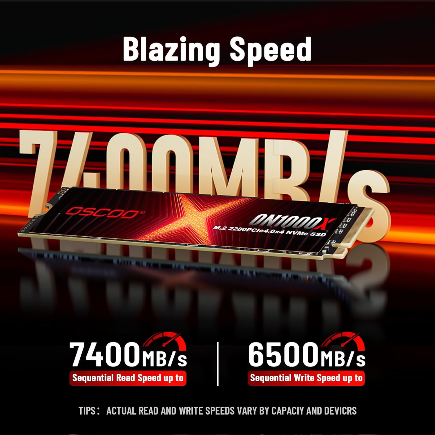 1TB NVMe PCIe 4.0 SSD, Up to 7,400MB/s Read & 6,500MB/s Write, 3D NAND, Graphene Heatsink, M.2 2280 Gen4x4 Internal SSD for PS5, Gaming Laptop, PC, Desktop Workstations
