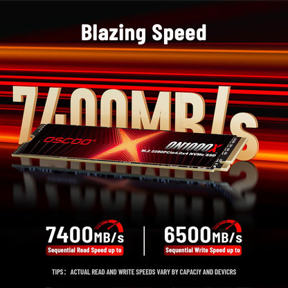 1TB NVMe PCIe 4.0 SSD, Up to 7,400MB/s Read & 6,500MB/s Write, 3D NAND, Graphene Heatsink, M.2 2280 Gen4x4 Internal SSD for PS5, Gaming Laptop, PC, Desktop Workstations