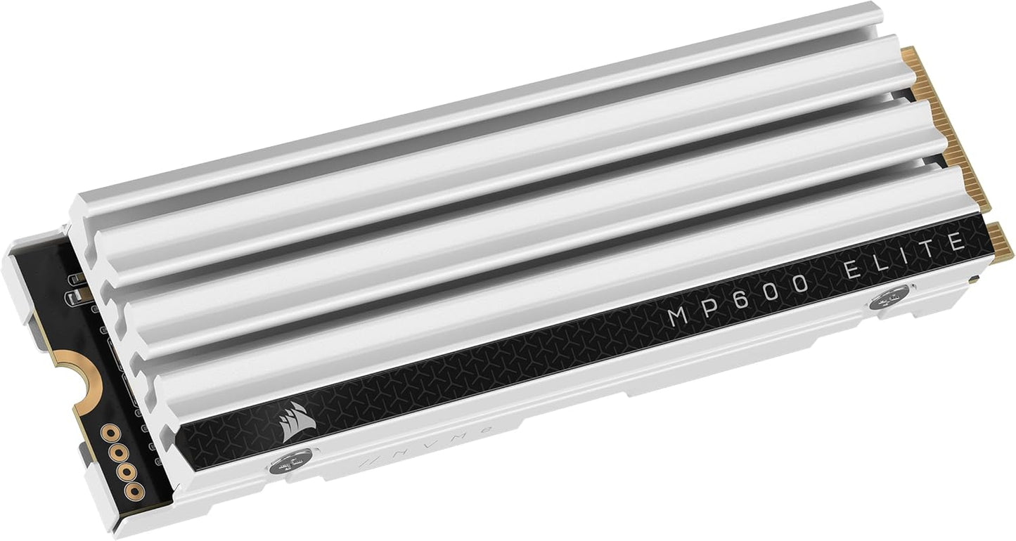 Corsair MP600 Elite 2TB M.2 PCIe Gen4 x4 NVMe SSD – Optimized for PS5 – Included Heatsink – M.2 2280 – Up to 7,000MB/sec Sequential Read – High-Density 3D TLC NAND – White
