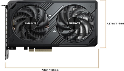 GIGABYTE GeForce RTX 5060 WINDFORCE OC 8G Graphics Card, Cooling System, 8GB 128-bit GDDR7, PCIe 5.0, Manufactured by NVIDIA, DisplayPort & HDMI - Video Output Interface, GV-N5060WF2OC-8GD Video Card