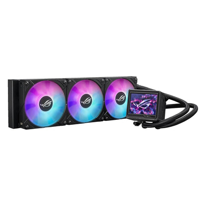 ASUS ROG RYUJIN III 360 ARGB EXTREME all-in-one AIO CPU liquid cooler, AMD Ryzen 9000 & Intel® Core™ Ultra Ready, Asetek Gen8 V2 pump; high airflow static pressure magnetic fans; customizable 3.5" LCD