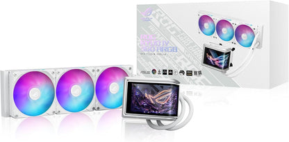 ASUS ROG RYUO IV 360 ARGB White with Curved 6.67-inch AMOLED Display That Supports 3D-Effect Video or Customizable System Stats, Plus Asetek Emma Gen8 V2 Pump and pre-Mounted Daisy-Chained ARGB Fans