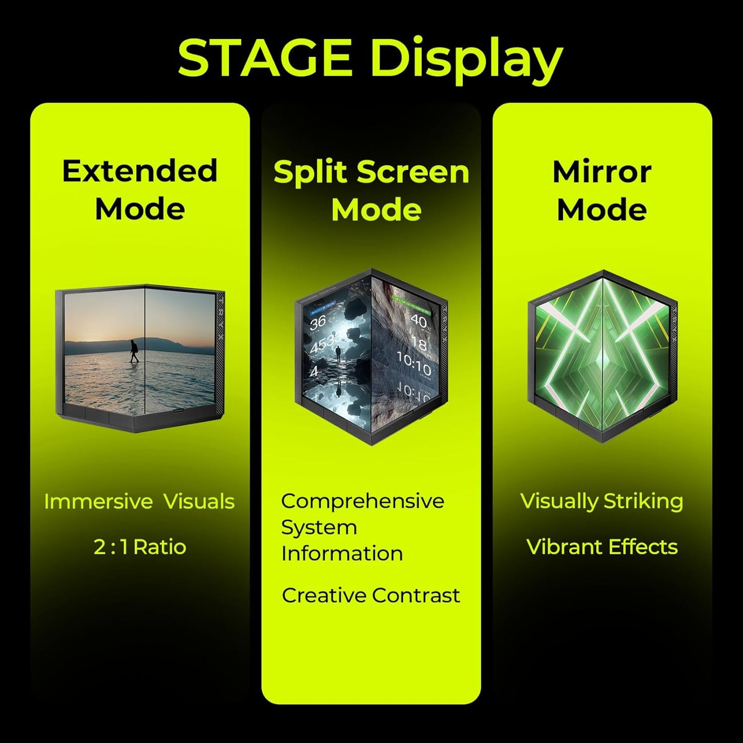 TRYX STAGE 360 ARGB 360mm AIO 4.0'' IPS Dual-Screen Customizable AIO Cooler 360mm LCD Display 254PPI 60Hz with Asetek 7th Gen V2 280w TDP ROTA SL ARGB Fan for Intel LGA 1851/1700/1200/115X AMD AM5/AM4
