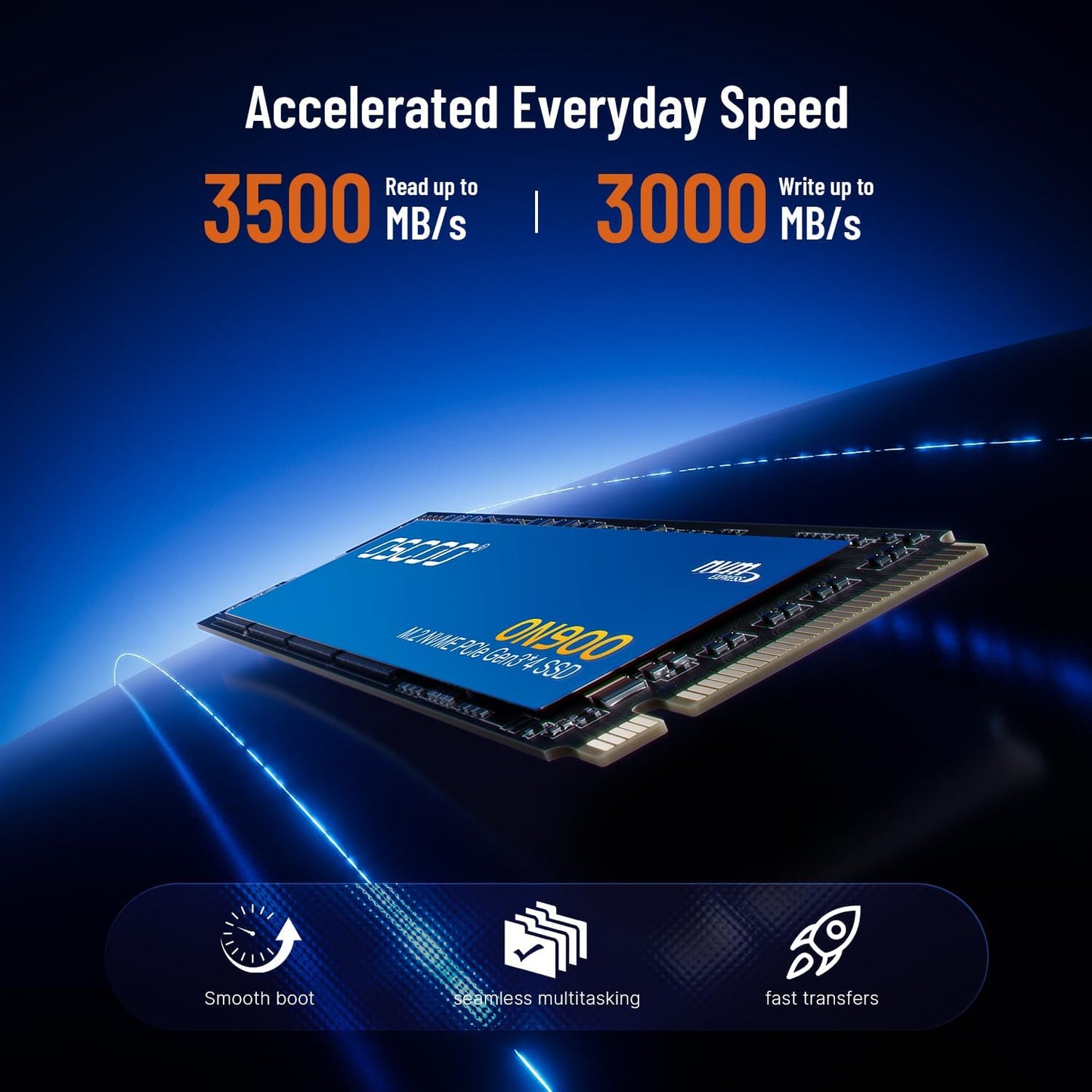1TB NVMe PCIe 3.0 x4 SSD, Up to 3,500MB/s Read & 3,000MB/s Write, 3D TLC NAND, M.2 2280 Internal SSD for Gaming, Laptop, PC, Desktop Workstations