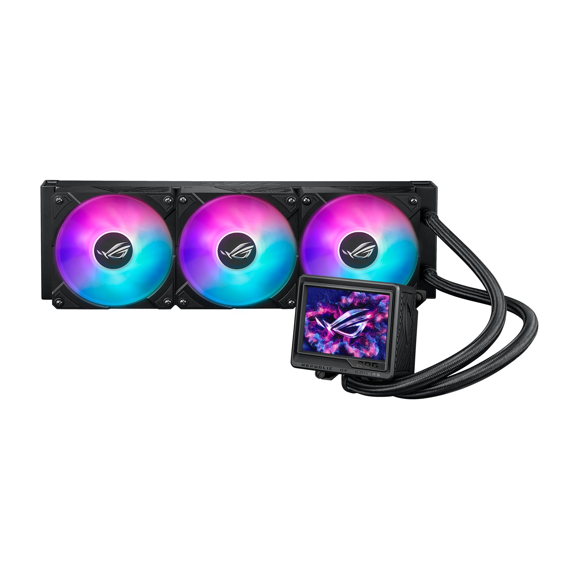 ASUS ROG Ryujin III 240 ARGB WHT All-in-one Liquid CPU Cooler with 240mm Radiator. Asetek 8th gen Pump, 2X Magnetic 120mm ARGB Fans (Daisy Chain Design), 3.5” LCD Display.,White