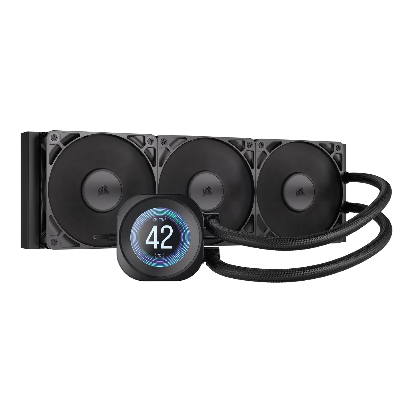 CORSAIR Nautilus 360 RS LCD Liquid CPU Cooler – 2.1" IPS LCD Screen, 360mm AIO, Low-Noise, Daisy-Chain, Intel LGA 1851/1700, AMD AM5/AM4 – 3X RS120 Fans Included – White