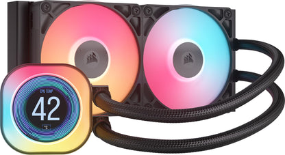 CORSAIR Titan 360 RX LCD Liquid CPU Cooler, 360mm AIO, Low-Noise FlowDrive Cooling Engine, Intel LGA 1851/1700 & AMD AM5/AM4, 3X RX120 RGB Fans, System Hub Included, Black