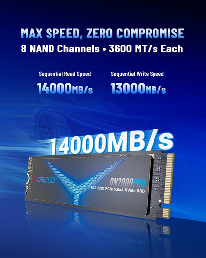 1TB NVMe Gen 5.0 SSD, Up 13,000MB/s,3D TLC NAND, DRAM Cache, Graphene Heatsink, M.2 NVMe PCIe 2280 Gen5x4 SSD for AI Applications, Gaming, PS5, Laptop, PC, Heavy-Duty Workstations