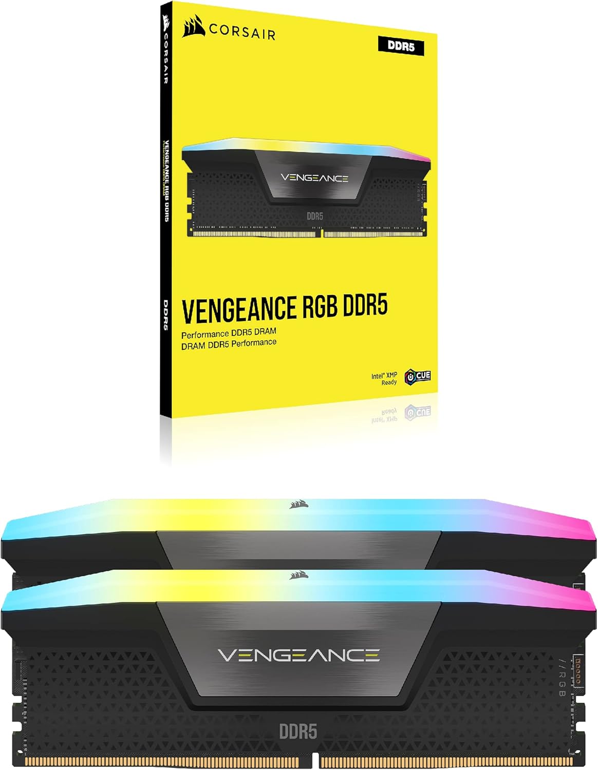 CORSAIR Vengeance RGB DDR5 RAM 16GB (2x8GB) Up to 5200MHz CL40 Intel XMP 3.0 Desktop Computer Memory - Black (CMH16GX5M2B5200C40)