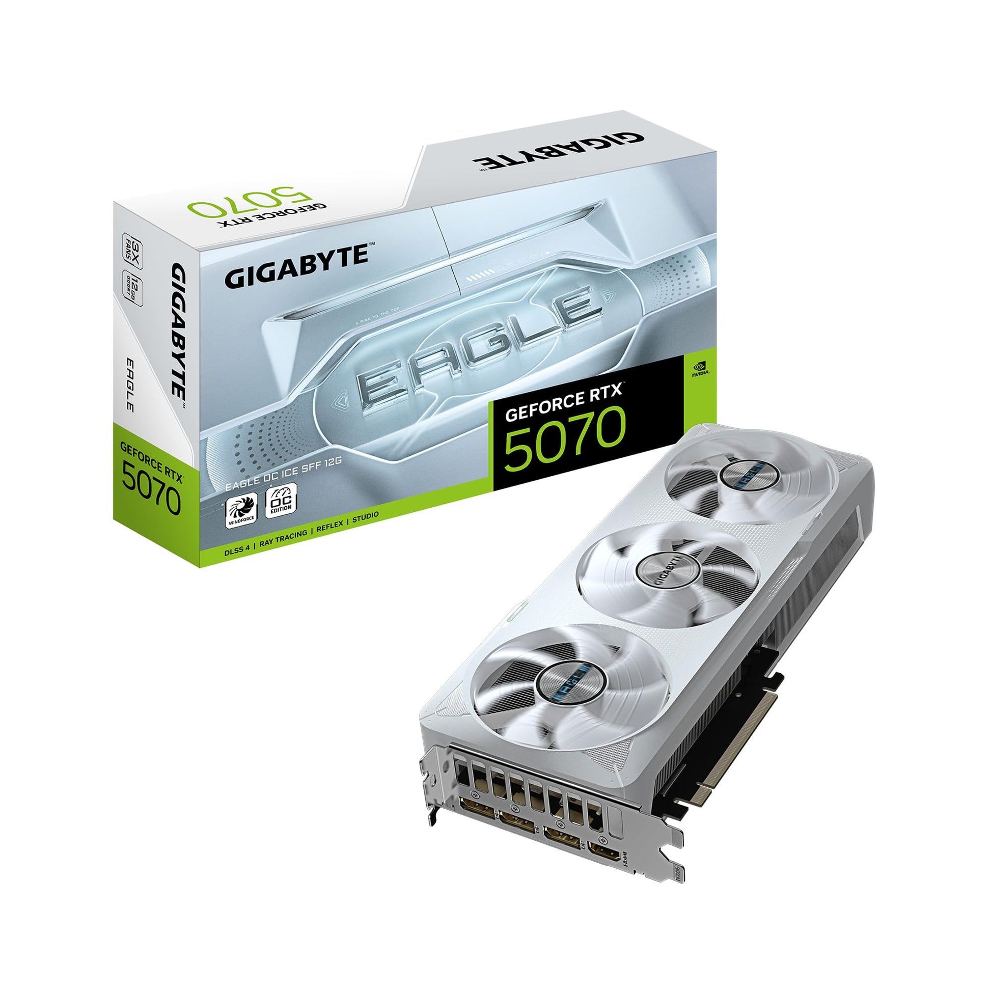 GIGABYTE GeForce RTX 5070 AERO OC 12G Graphics Card, 12GB 192-bit GDDR7, PCIe 5.0, WINDFORCE Cooling System, GV-N5070AERO OC-12GD Video Card, Compatible with Desktop