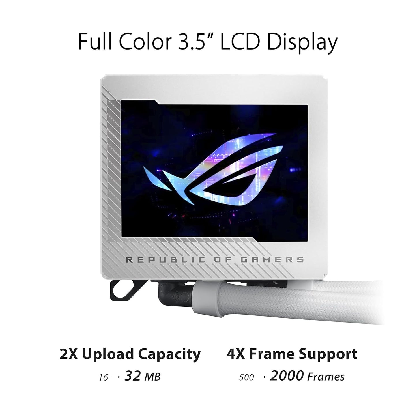 ASUS ROG Ryujin III 240 ARGB WHT All-in-one Liquid CPU Cooler with 240mm Radiator. Asetek 8th gen Pump, 2X Magnetic 120mm ARGB Fans (Daisy Chain Design), 3.5” LCD Display.,White